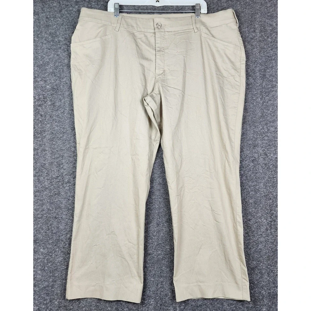 Lee Total Freedom Trousers Women 22W Khaki Beige Straight‎ Leg Stretch Modern